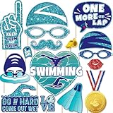 Swimming Pool Party Photo Booth Props Swim Team Pool Waves Summer Swim Party Photobooth Props for Summer Swimmer Birthday Party Supplies