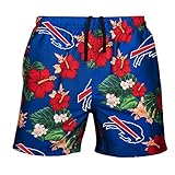FOCO Mens Team Logo Floral Hawaiian Swimsuit Trunks, Color, XL (34'-36'), Buffalo Bills, Team Color