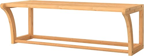 Miniatura 4 de ClosetMaid Estante de pared de bambú con toallero, estantes de almacenamiento de montaje en pared, estante organizador, acabado natural