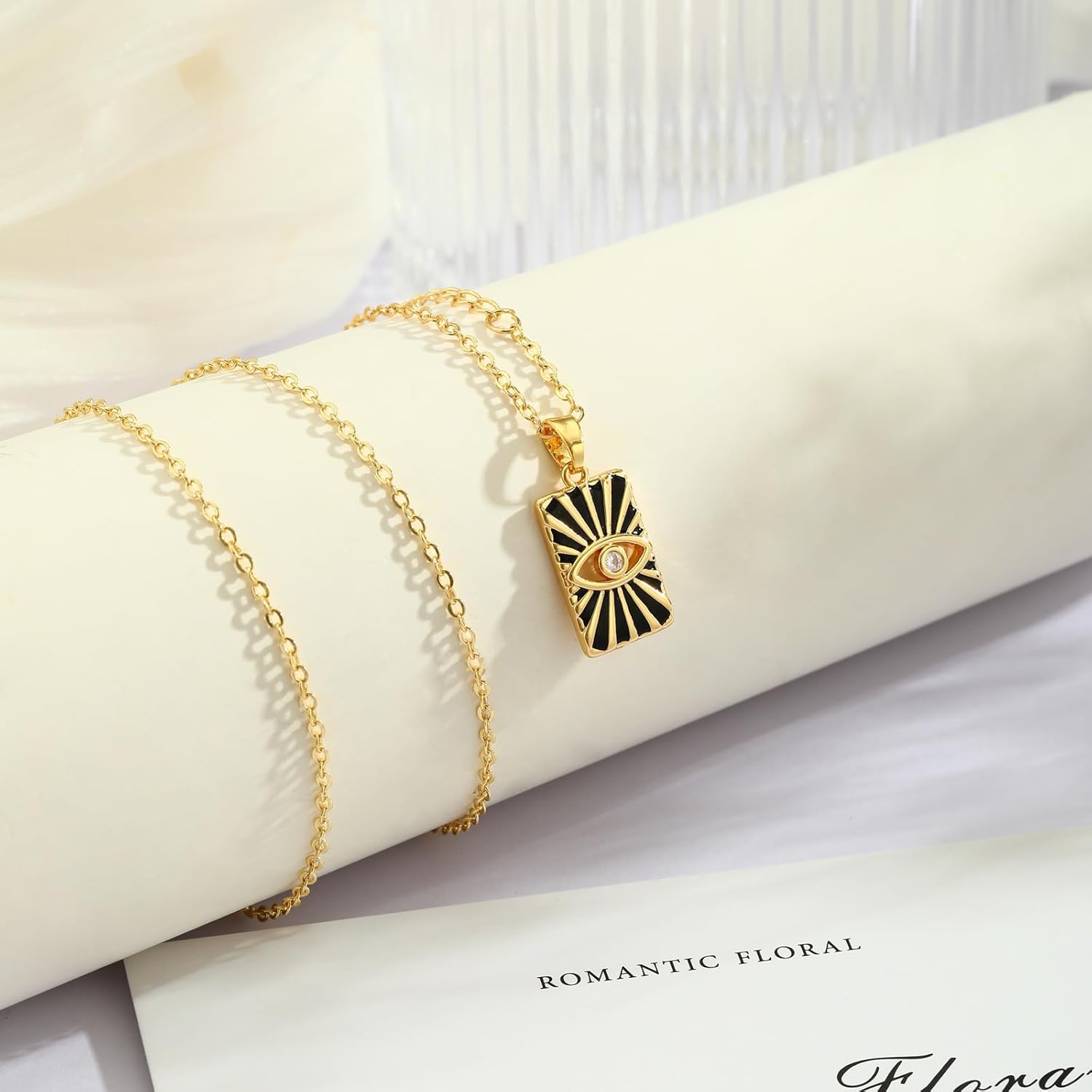 Black Necklaces for Women Trendy, Dainty Black Pendant Necklace Sun CZ Black Necklace Stackable Non Tarnish Simple Womens Necklaces Jewelry for Women Gifts - Image 7