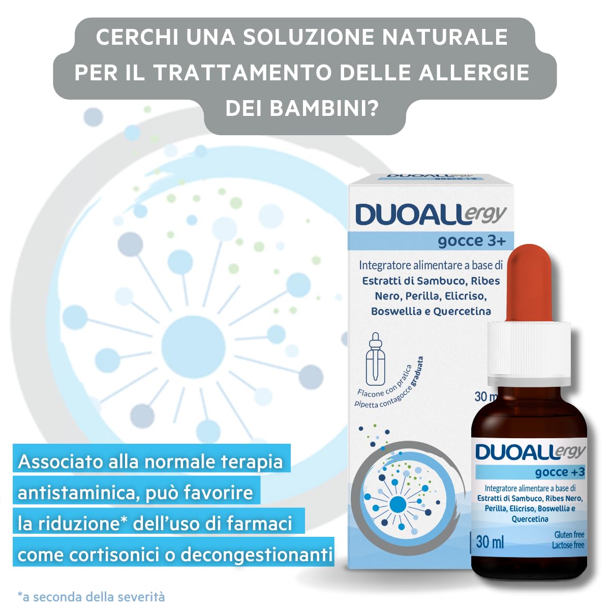 GPP | DUOALLERGY® GOCCE 3+, Integratore Alimentare Bambini 3+, Sambuco, Ribes Nero, Perilla, Elicriso, Boswellia, Quercetina, Supporta la Prevenzione e il Trattamento delle Allergie-Flacone 30ml