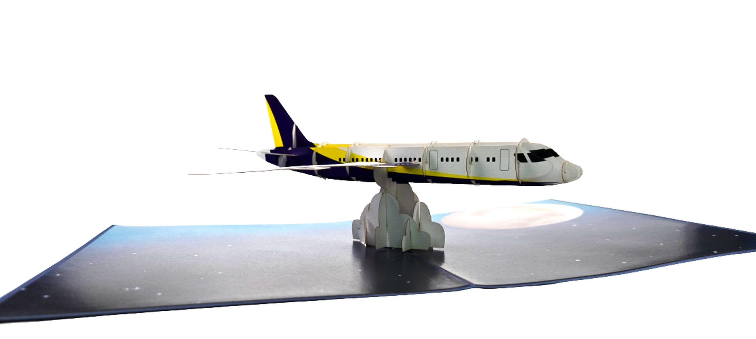 Biglietto pop-up 3D aereo pieghevole fatto a mano per piloti appassionati viaggiatori
