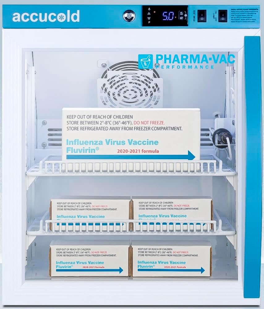 Summit Appliance Accucold ARG2PV456LHD Performance Series 2 Cu.Ft. Glass Door All- Refrigerator, White, Auto Defrost, Access Port, Password Protection, Interior light, 22.25" H x 18.5" W x 23.25" D
