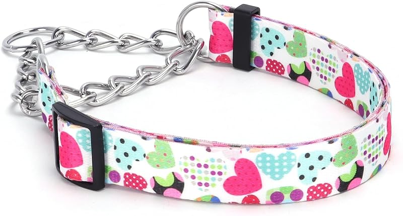Coleira Martingale para Cães com Corrente de Aço Inoxidável e Estampa Floral HA12NO4, L