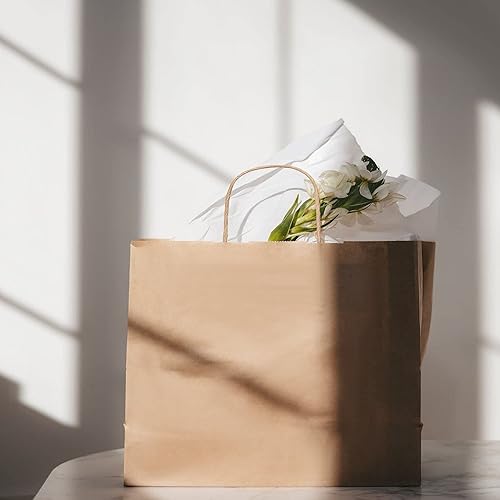 Miniatura 2 de PAICUIKE 50 bolsas de regalo de papel kraft de 11 x 5.9 x 11 pulgadas, con asa, bolsas cuadradas, bolsas de recuerdo de fiesta, bolsas de regalo de