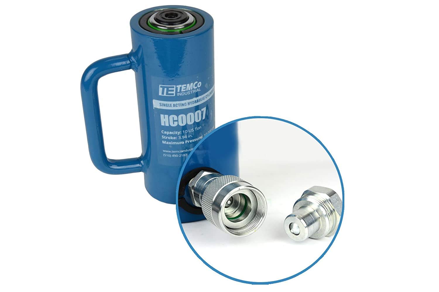 TEMCo 10 Ton Hydraulic Cylinder 4" Stroke Single Acting 10,000 PSI – Machinery, Foundation Support & Construction