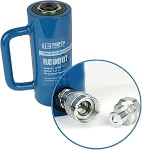 TEMCo 60 Ton Hollow Hydraulic Cylinder Ram - 2 Inch Stroke With 5 Year Warranty