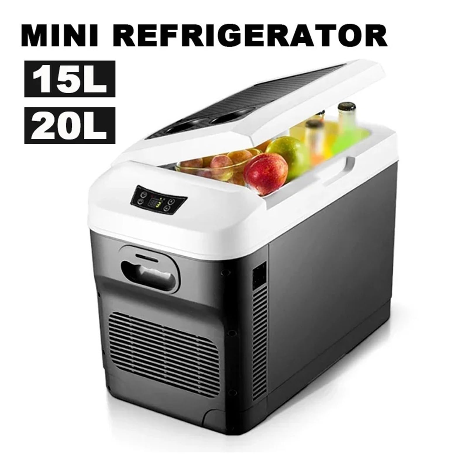 Refrigerador automático de 15-20 litros, Ideal for el hogar y el Coche, con Pantalla Digital, Ideal for Acampar al Aire Libre y picnics.(Brown 15L-EU-220V)