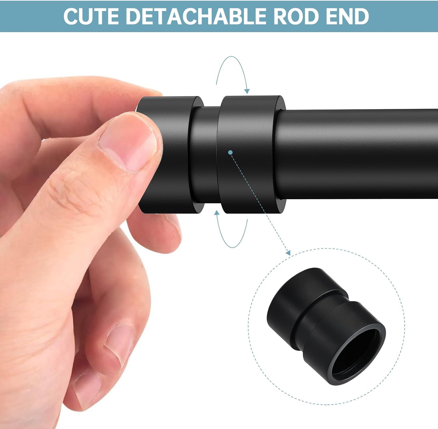 BRIOFOX Tension Curtain Rod Adjustable 24 to 80 inch (2-6.67ft) - Black Spring Tension Shower Curtain Rod for Window or Bathroom No Drilling Non Slip