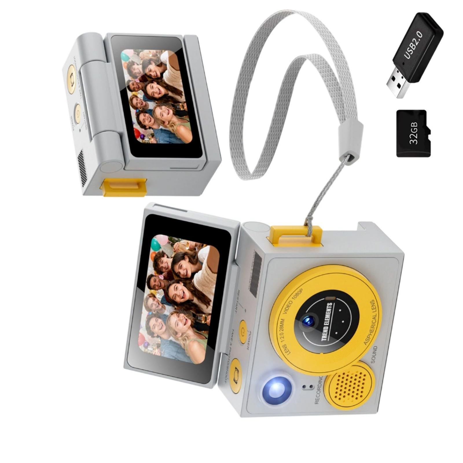 Il set di fotocamere con obiettivo per pollice include lettore di schede da 32 GB, fotocamere completamente trasparenti per gli appassionati di viaggio Vlog principianti Doppia fotocamera pollice