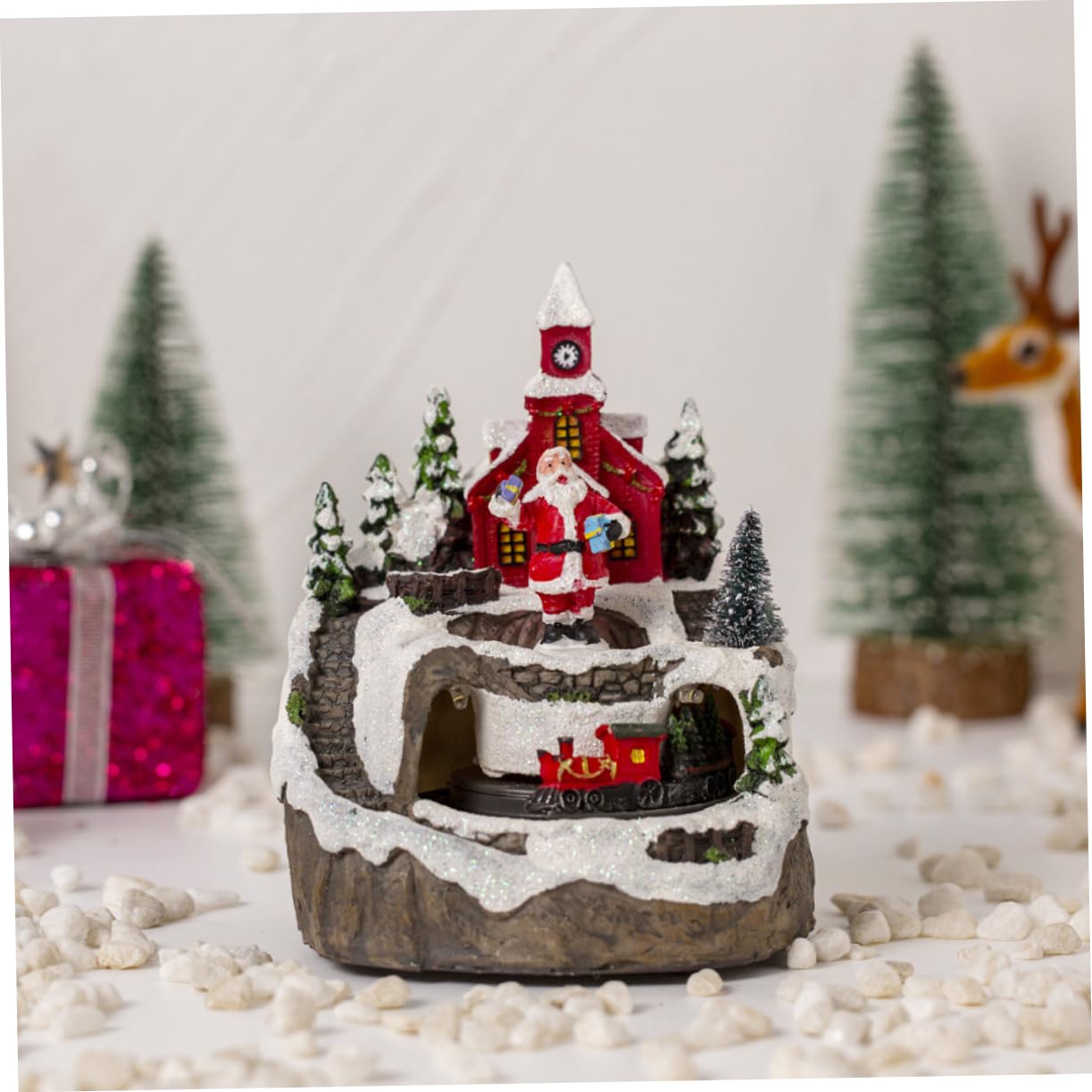 Cabilock 2 Pz Casa della Musica Natalizia Chiari Ornamenti Natalizi Alberi di Natale Orpello Natalizio Rami di Natale Luci Dell'albero di Natale Decorazione Decorazioni Illumina Casa Resina