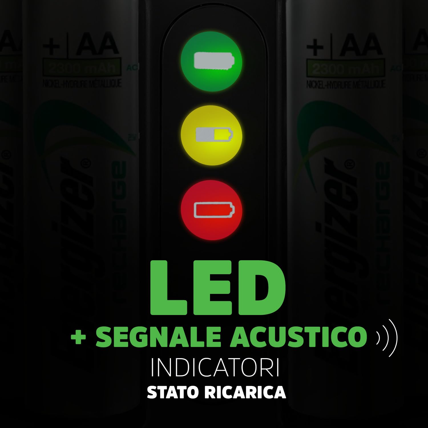 Energizer Pro - Carica Batterie Ricaricabili AA e AAA NiMH - Include 4 Pile AA 2000 mAh - la ricarica completa in 4 ore - funzioni di spegnimento di sicurezza automatico