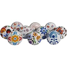 Royal Kraft Vintage Multicolor Printed Ceramic Pull Knobs for Kitchen Cabinet, Door & Drawer, Wardrobe, Cupboard Set of 10 Sknob012