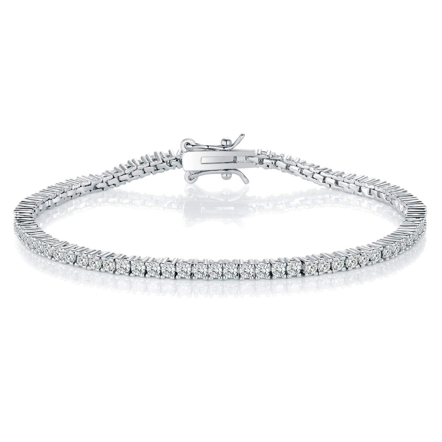 Gemsme 2.0MM Tennis Bracelet for Women and Men，18K White/Yellow Gold Plated Round 2mm Cubic Zirconia Classic Tennis Bracelet