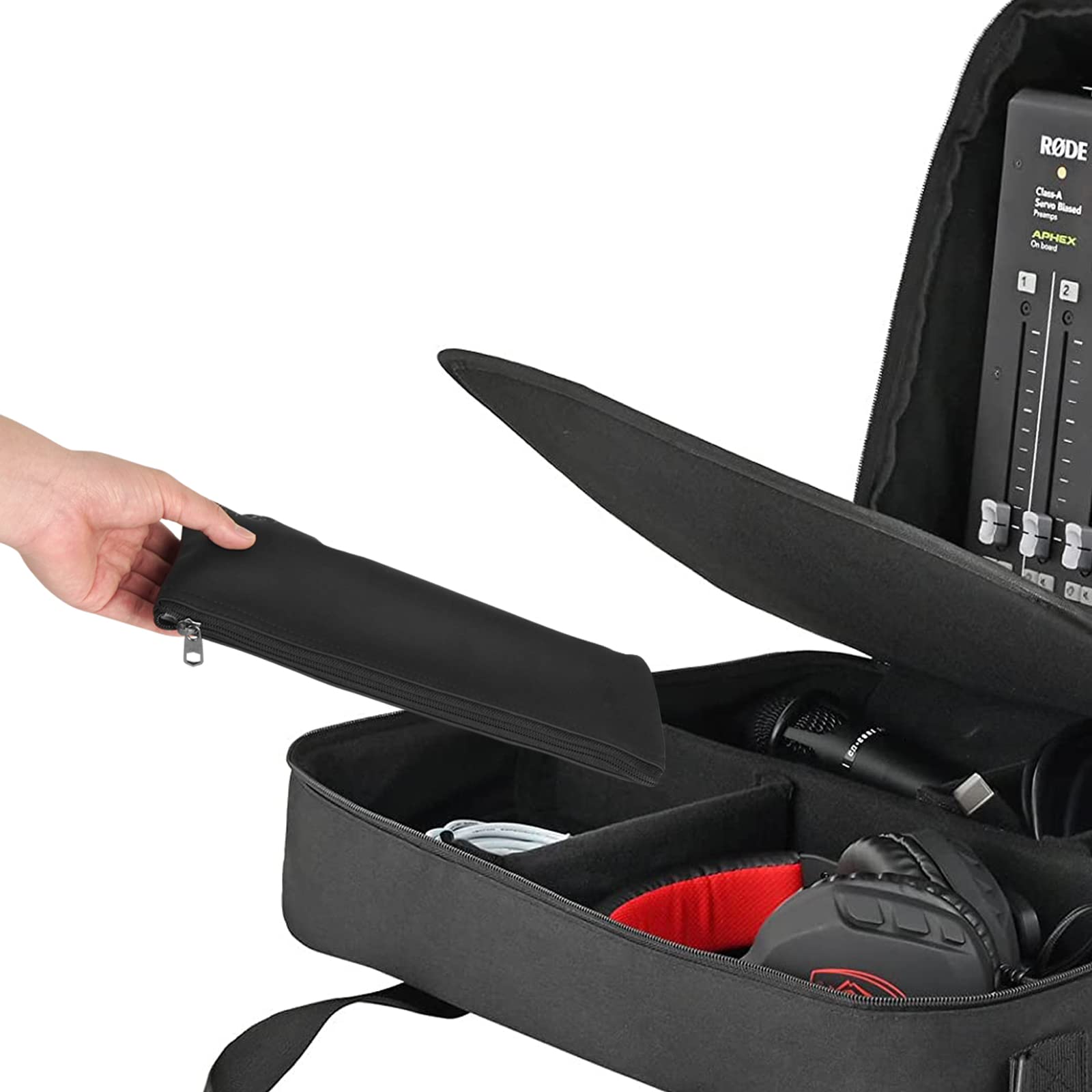 Geekria for Creators Microfoon zakje met rits, 3-pack compatibel met Shure SM86, PGA48, PGA58, Audio-Technica ATR1100x, ATR1200x, TONOR TW-820, RODE Podcaster Travel Beschermende tas (maat L