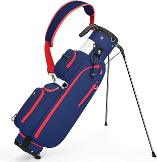 Golf Stand Bag, Lightweight Par 3 Golf Bag with 3 Way Dividers Fits Up to 8 Clubs, 3.7lbs Compact Yet Spacious Pitch N Putt for Driving Range, Cooler Pockets.