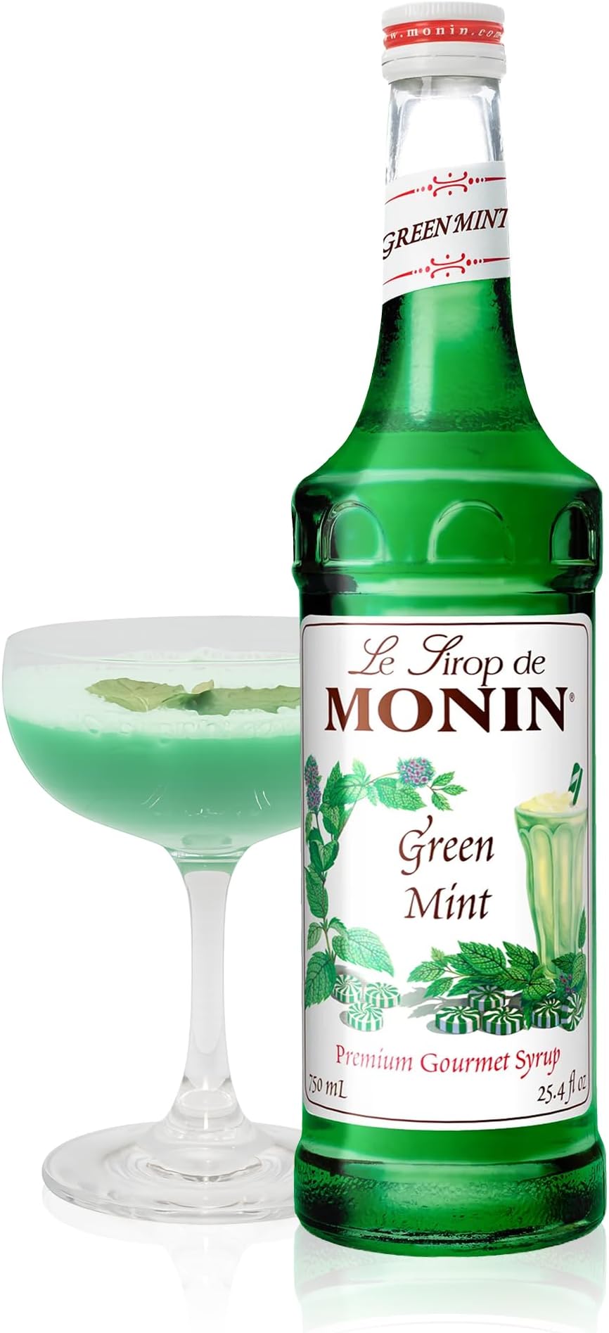 Monan Green Mint Syrup, 23.7 fl oz (700 ml), 1 Bottle