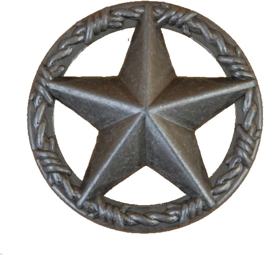 GENUINE TEXAS BRAND Star with Barbwire Ring Drawer Cabinet Pull Set of 24