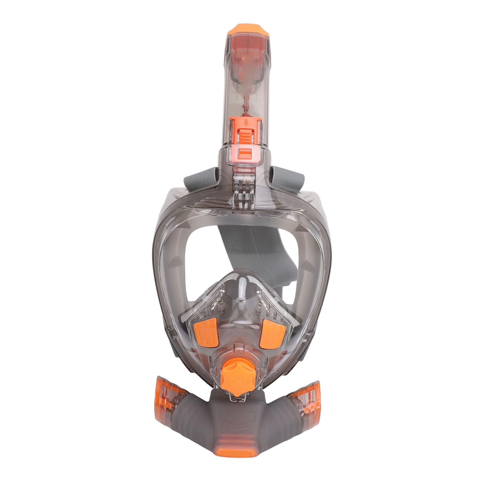 Gavigain Full Face Snorkel Goggle Anti Fog 180 Degree View Snorkeling Gear for Comfortable Breathing Orange Gray (S M)