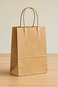 SACOLA DE PAPEL KRAFT TAMANHO P – 18x10x25 cm (Kit 50 Unidades)