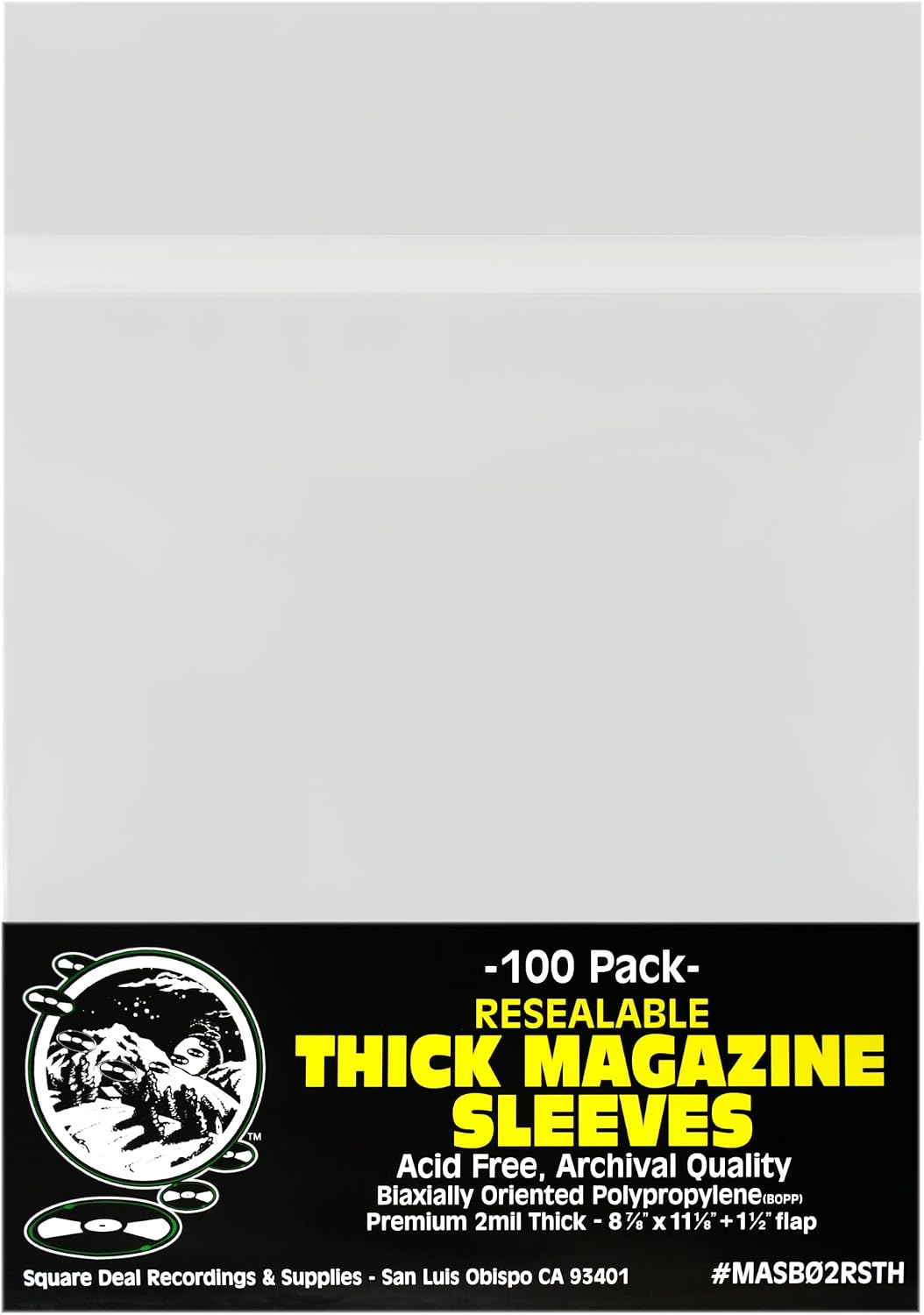 (100) Archival Quality Magazine Sleeves - Crystal Clear Polypropylene - Resealable - Premium 2mil Thick - #MASB02RSTH