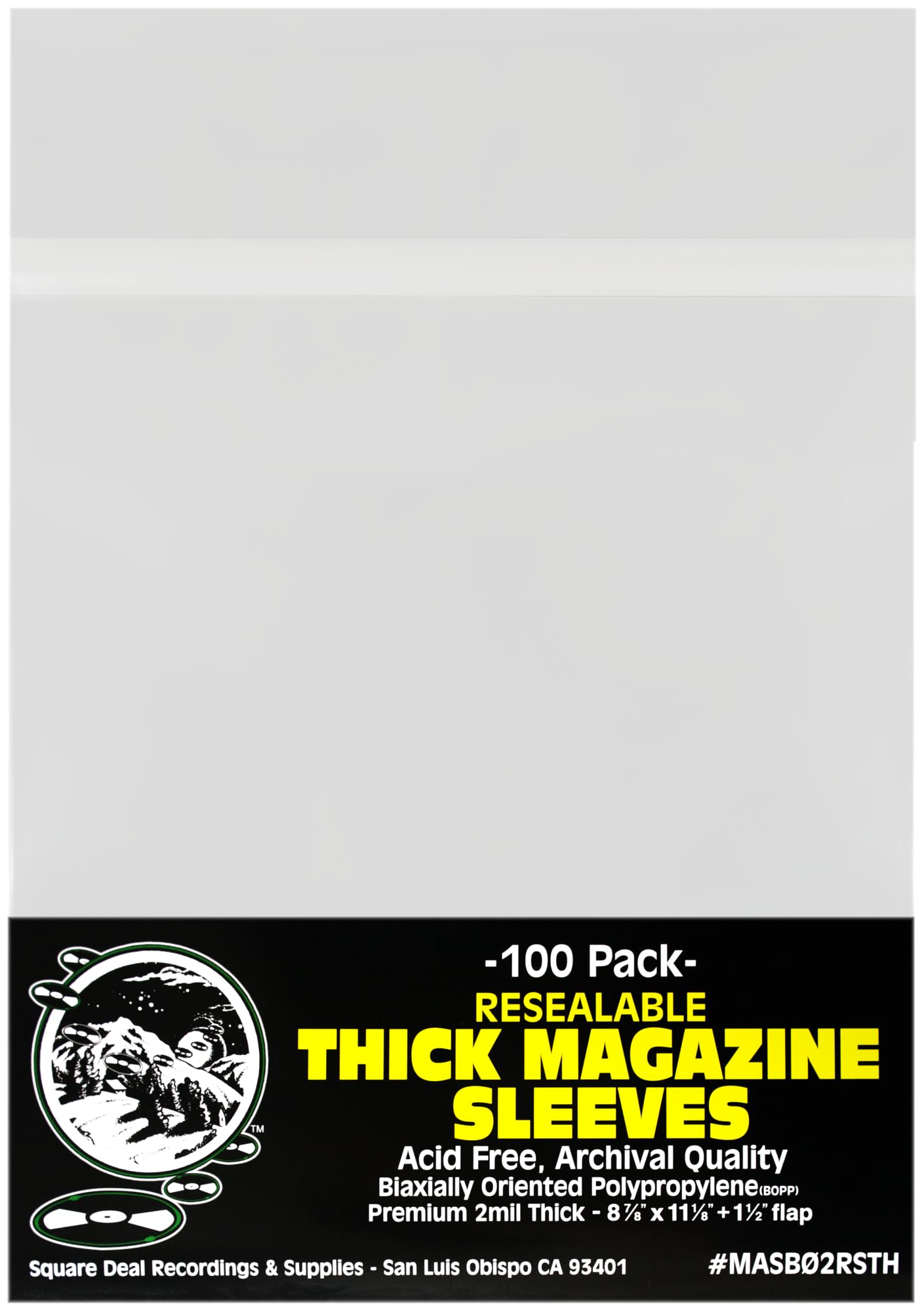 (100) Archival Quality Magazine Sleeves - Crystal Clear Polypropylene - Resealable - Premium 2mil Thick - #MASB02RSTH