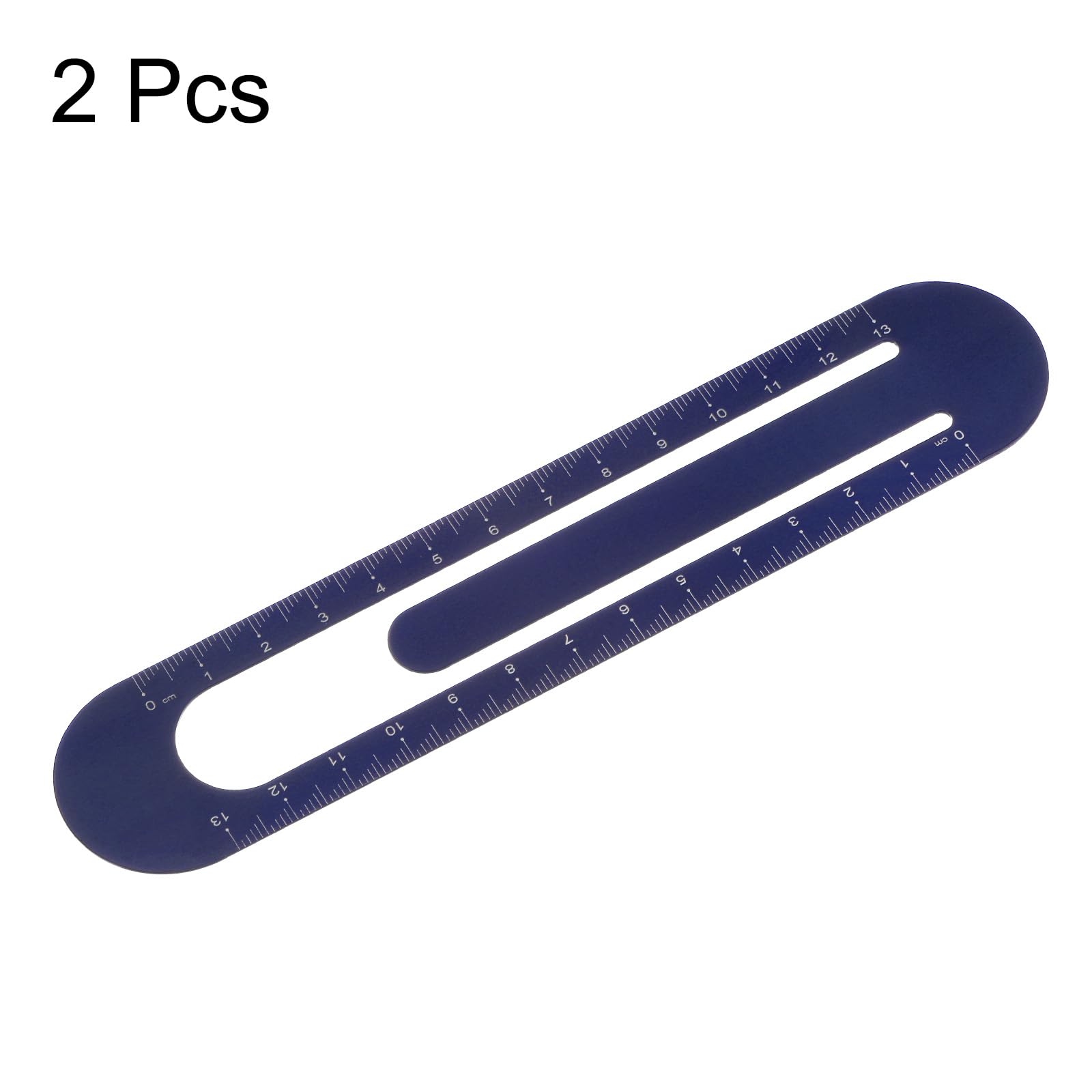 HARFINGTON 2 reglas rectas de 13 cm, regla métrica de clip de metal de aleación de aluminio en ambos lados, herramienta de escala de medición para medición, estudio, lectura, aula, oficina, azul
