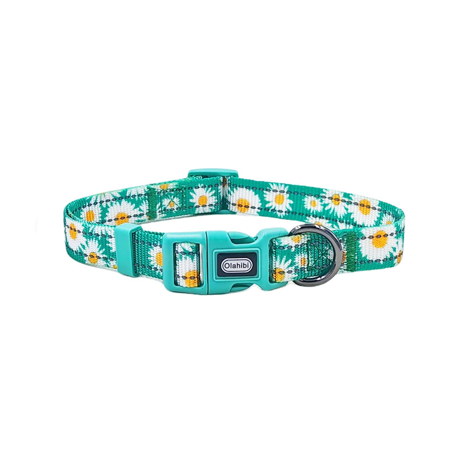 Olahibi Dog Collar and Leash Combo Set, Cute Daisy Pattern, Polyester Material, with Reflective Stripes, 150CM Leash - Image 2