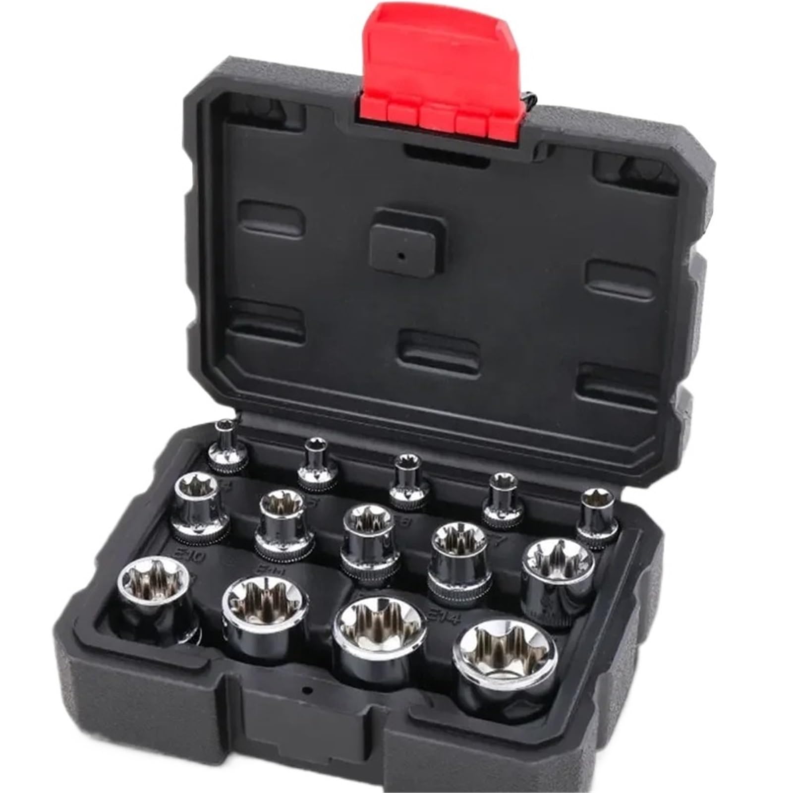 14 szt. Zestaw nasadek żeńskich E-TORX Star E4 - E24 dynamometrycznych 1/4"Dr. 3/8"Dr. 1/2" dr Zestaw przedłużek
