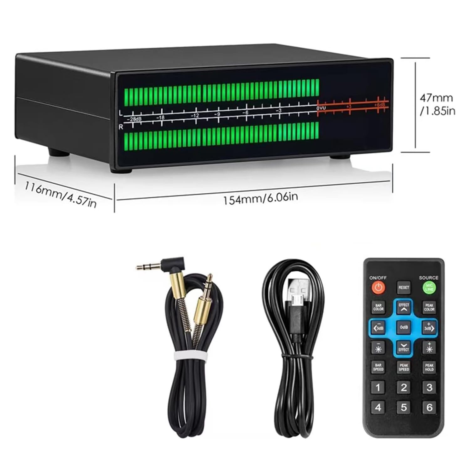 Analizador De Espectro Musical LED, Analizador De Espectro Musical Dinámico, Indicador De Sonido Estéreo, Con Mando a Distancia, 8 Efectos De Visualización, Modo De Visualización PPM/VU, Para Amantes