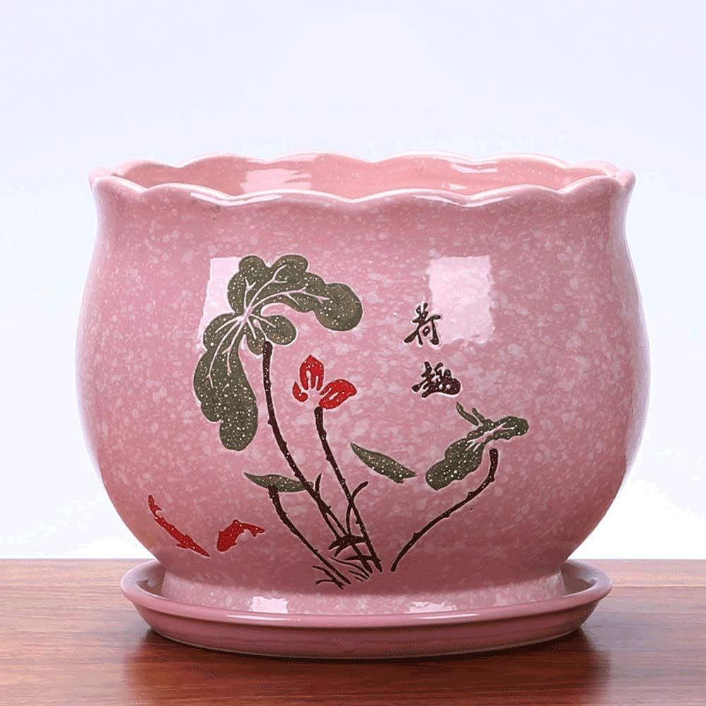 Pots de plantes décoratifs en céramique durable avec soucoupe