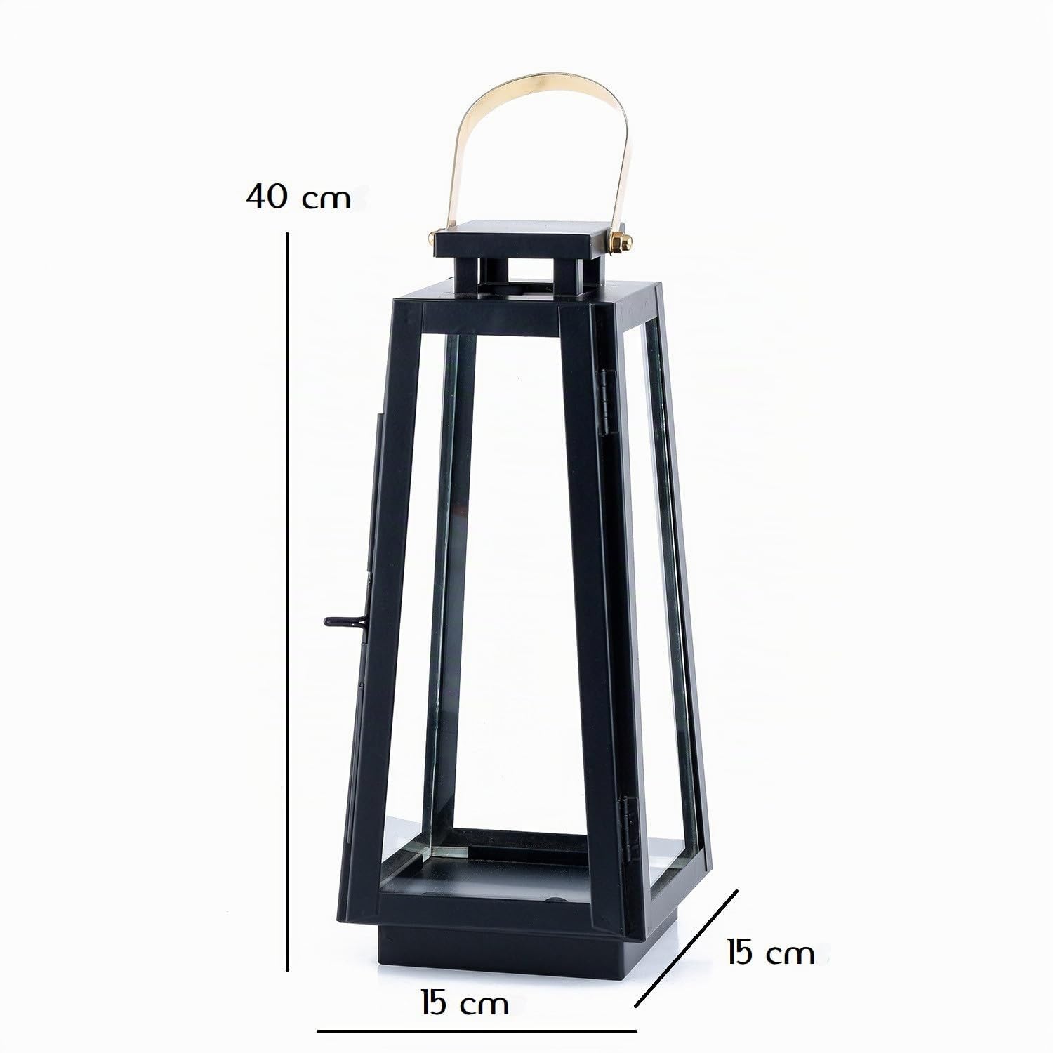 Skandinavisches Gartenwindlicht Eirik edel aus Metall in Schwarz 40 cm
