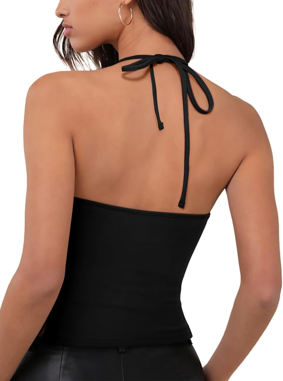REORIA Womens Camisole Tank Tops Criss Cross Halter Top Double Lined Backless Crop Tops Y2K Vacation Outfits - Image 4