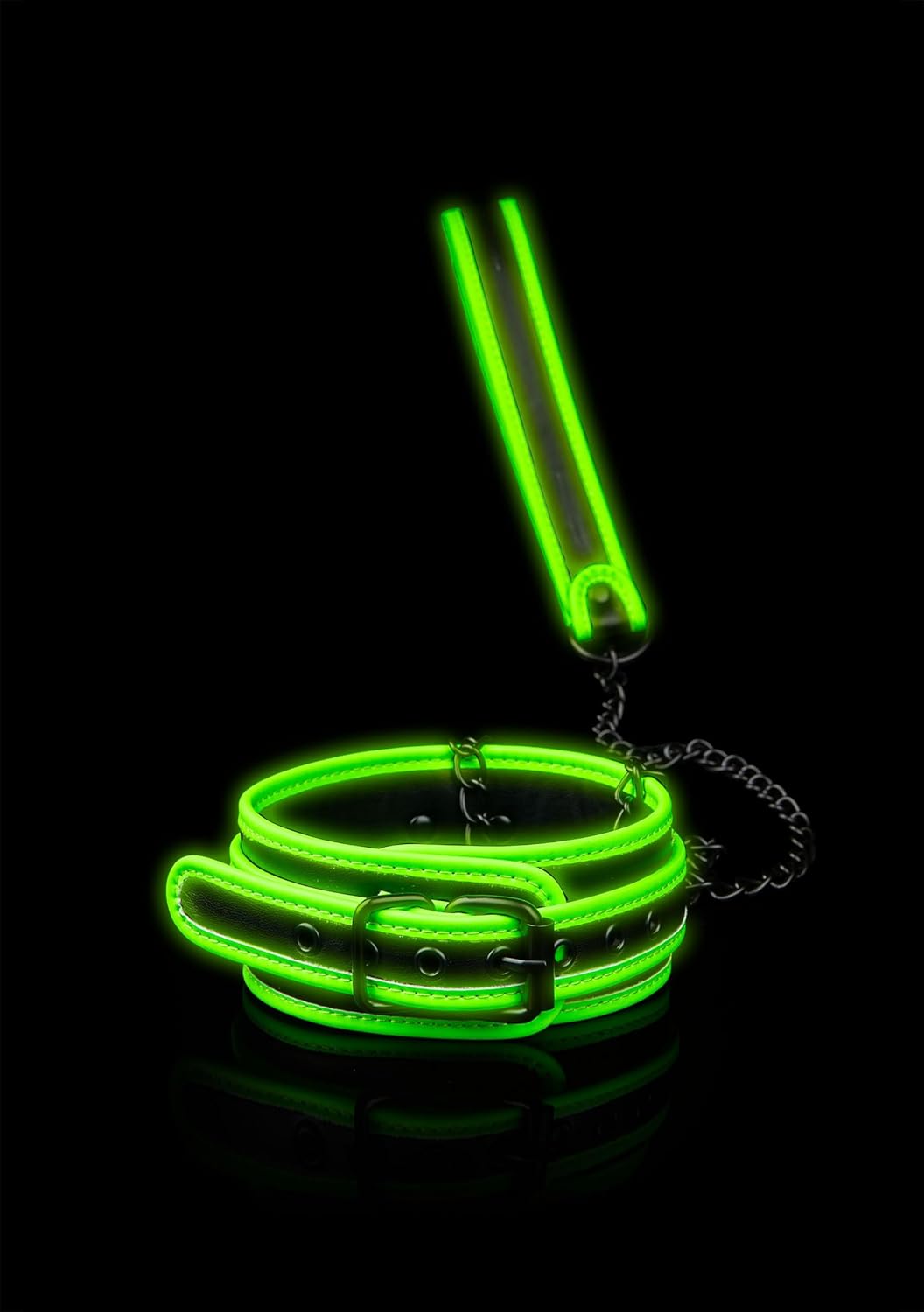 Ouch GITD Collar & Leash Set Neon Green OU755GLO