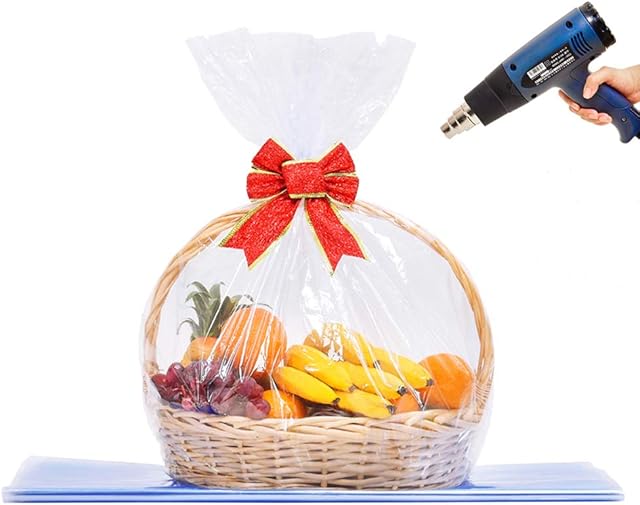 LazyMe Easter Basket Cellophane Shrink Bags, 24x30 inch, Shrink Wrap Bags Large, Clear (10 Pcs)
