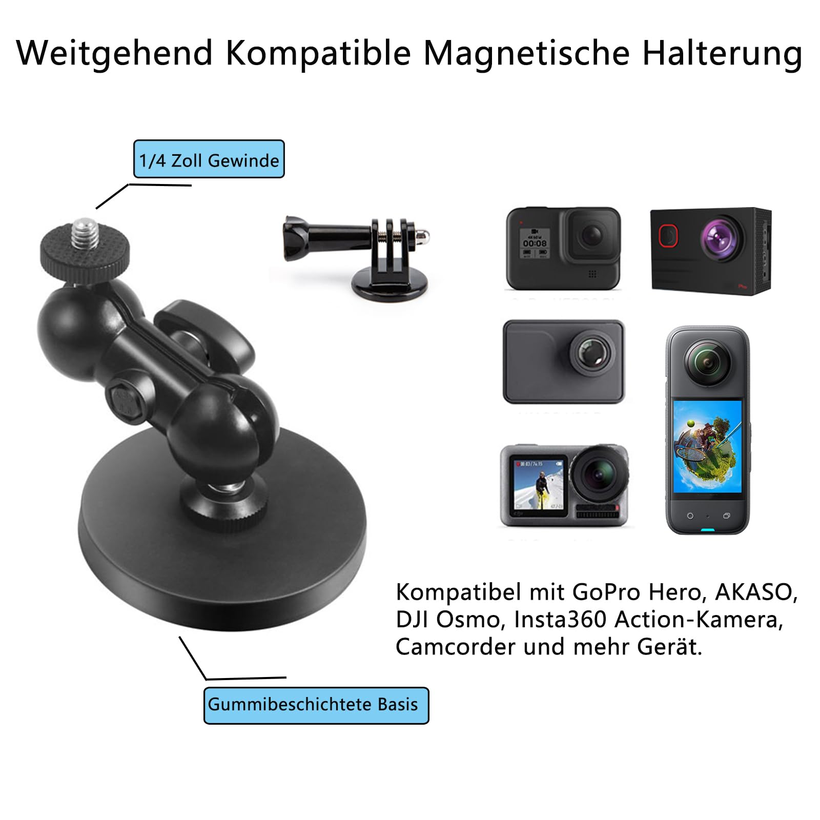Support Casque Moto Menton Pour Caméra D'Action - Compatible GoPro, DJI, Insta360, Réglable 180°