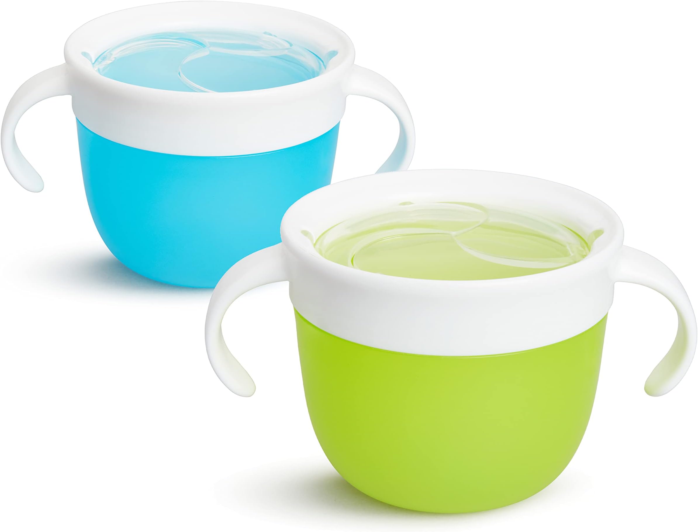 2-Piece Snack Catchers - Toddler Snack Box & Baby Weaning Pot - BPA Free, No-Spill - Blue/Green