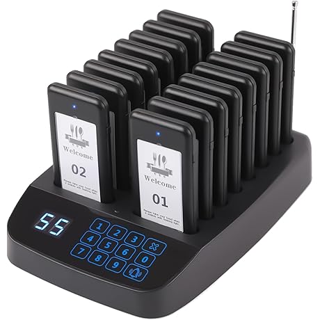 Restaurant Pager with 16 Vibrating Guest Pagers
