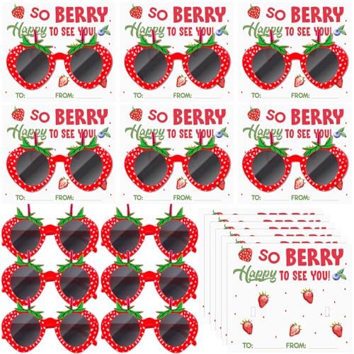 12 Sets Strawberry Party Favors Strawberry Sunglasses with Berry Card Berry 1st Birthday Party Gifts for Theme 1st Birthday Decorations
