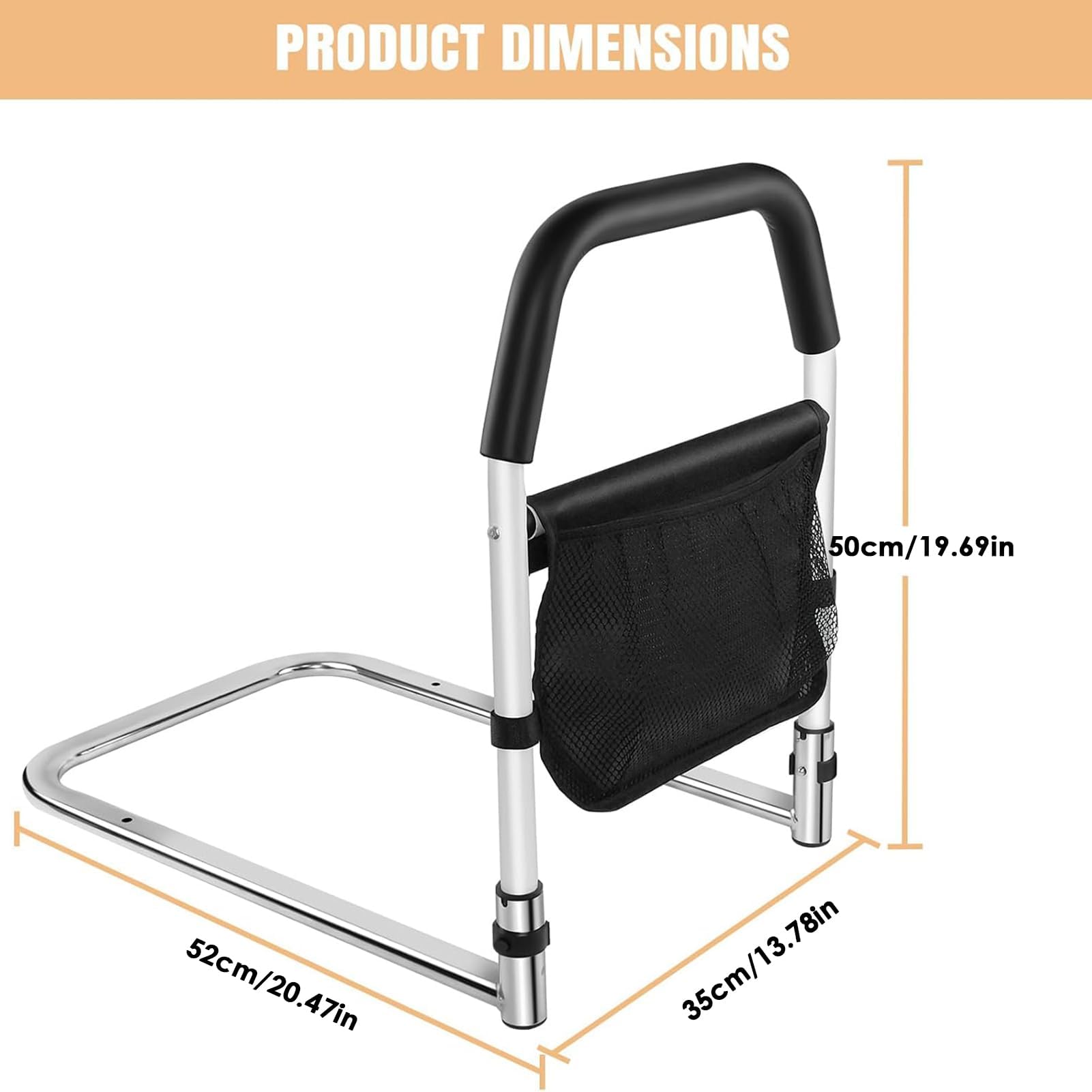 Guida di supporto per letto, maniglia di supporto di sicurezza regolabile, accessorio per prevenzione delle cadute per assistenza domiciliare, assistenza agli anziani, supporto per il sonno