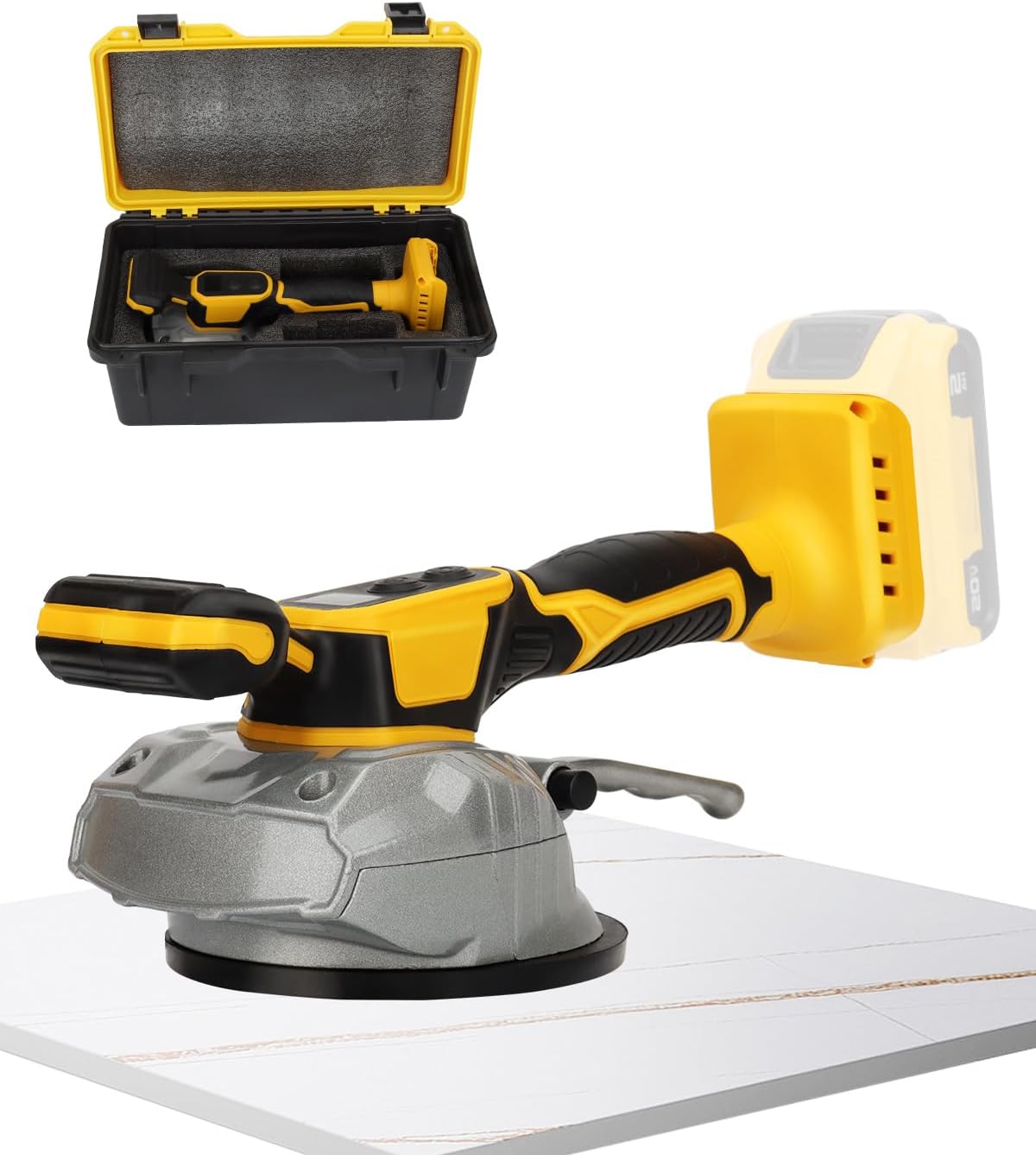 Tile Vibration Leveling Machine for Dewalt 20V Battery, Cordless Tile Vibration Machine Installation Tool 150W Tiler Vibrator Tool with 8 Speed, Suction Cup, Digital Display for Floor Tile Wall