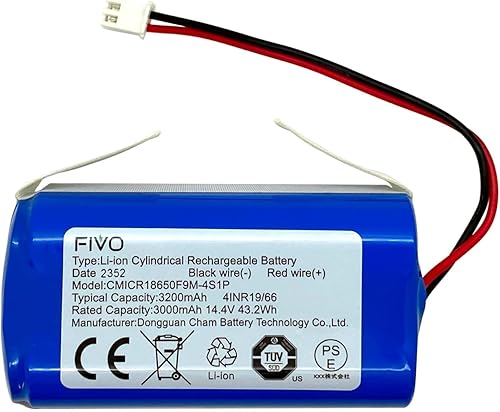 FIVO Batería de repuesto actualizada 3200mAh RVBAT850 para Shark R75, R85, RV850, RV751, RV761, RV851WV, RV871, RV871C, RV1000S, RV101AE,