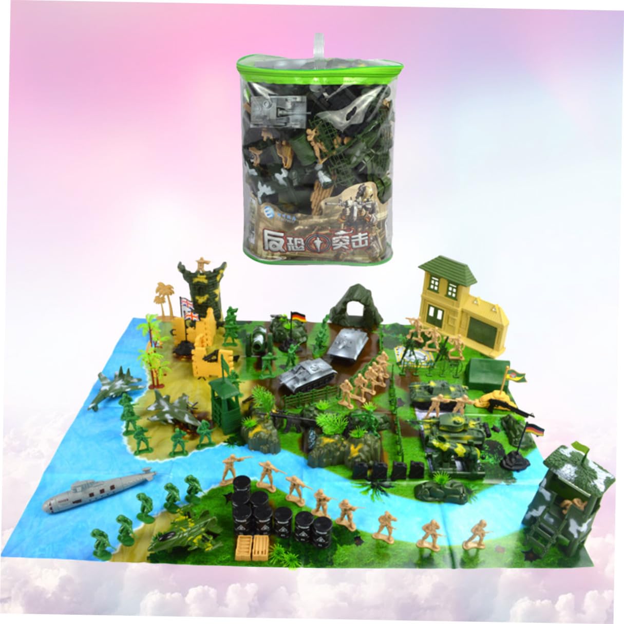 Set Militare 130 Pezzi Plastica Soldatini Simulazione | Tavolo Sabbia, Design Vivido, Stile Contemporaneo, Giocattoli Soldatini