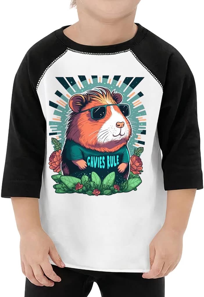 Cool Guinea Pig Toddler Baseball T-Shirt - Swag Guinea Pig 3/4 Sleeve T-Shirt - Quotes Printed Kids' Baseball Tee