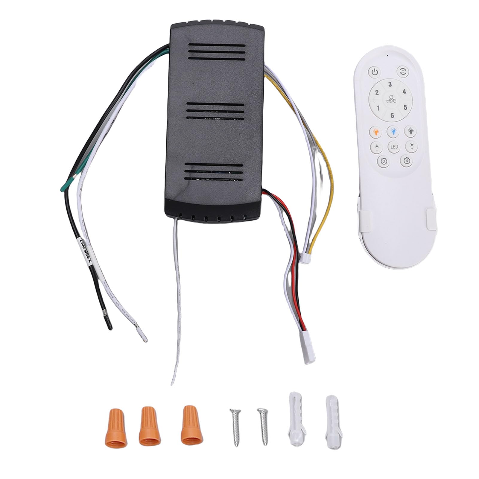Buachois Kit de Control Remoto para Ventilador de Techo, 6 Velocidades Regulables, Timer de 2/4 Horas, Compatible Universal, ABS, para Dormitorios y Salas