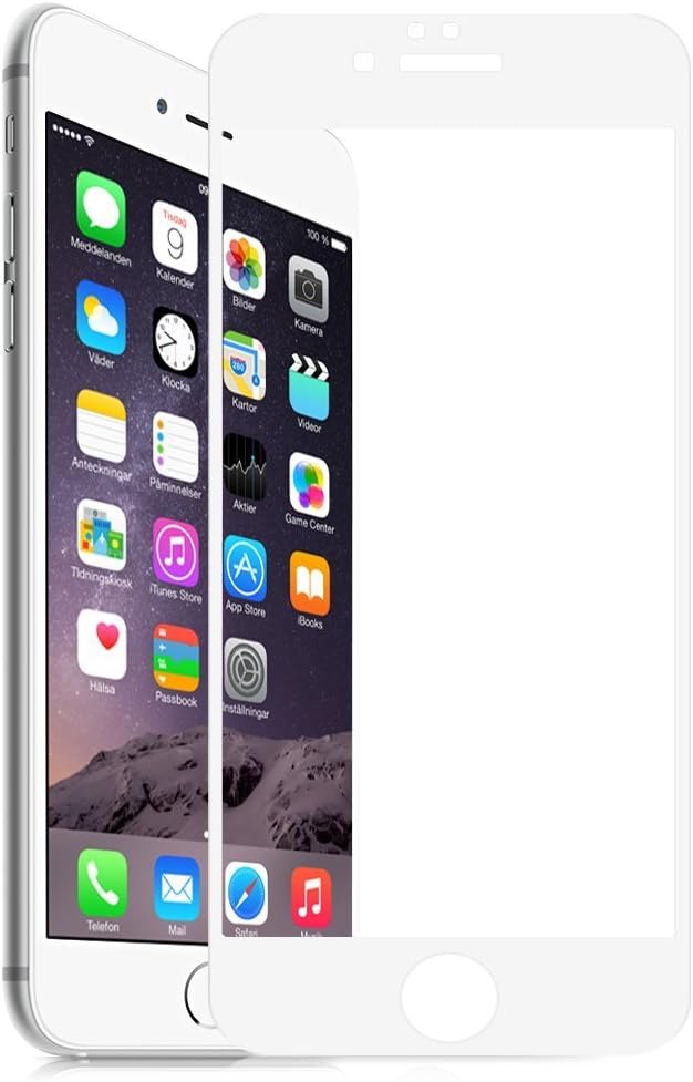 Akiko iPhone 6 6s White Screen Protector, Akiko New 2.5D Full Screen Tempered Glass Protector [Full Protection Cover w/ Curved Edge] - Retail Packaging