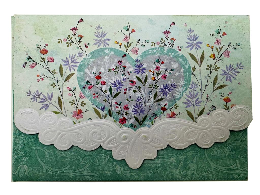 Poster Foundry Set of 3 - Floral Heart Boxed Note Cards by Carol Wilson. 10 embossed 4x5 Die-Cut Notecards and Matching Envelopes in Decorative Gift Box with Magnetic Flap. NCP2375