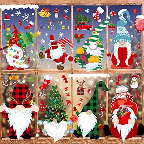 heekpek Stickers Noel Fenetre Réutilisable Autocollant Fenêtre Noel Decoration Gnomes Stickers Noel Fenetre Père Noel Decoration Autocollant de Noël Stickers Vitrine Noel
