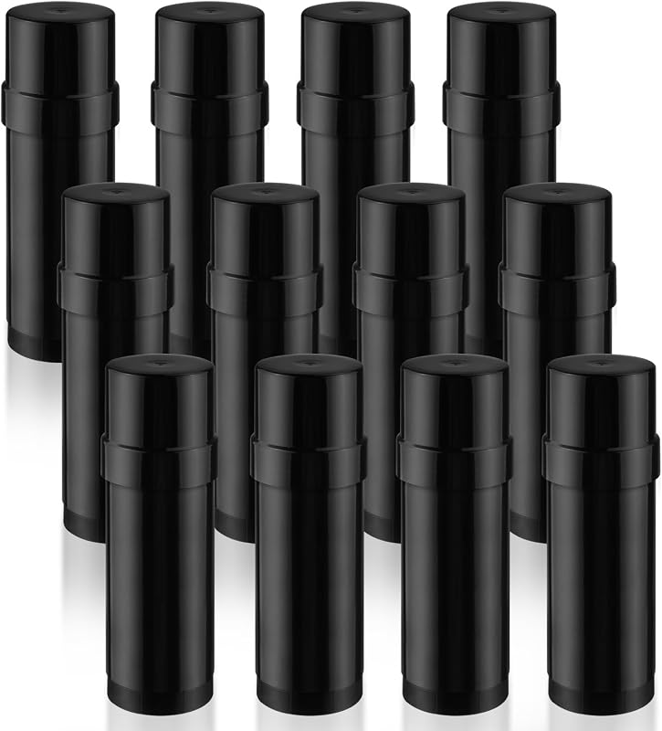 Mirrline 12 Recipientes Plásticos Twist-up para Desodorante, Bálsamo e Loção, 60 mL, Preto