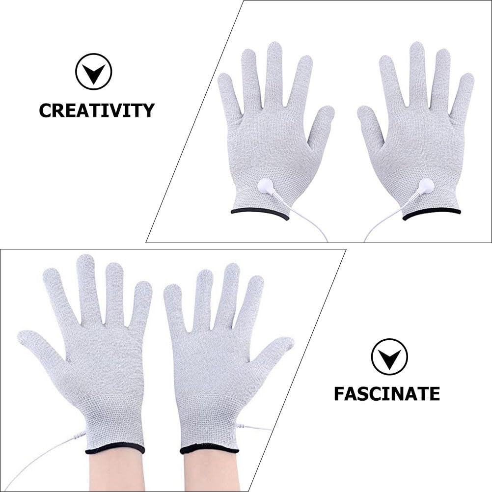 FRCOLOR Guanti Conduttivi Portatili Per Elettrostimolatore Professionale Con Fibra D'Argento Riutilizzabili Guanti Per Massaggi E Terapia Muscolare 7.87X5.12 Pollici